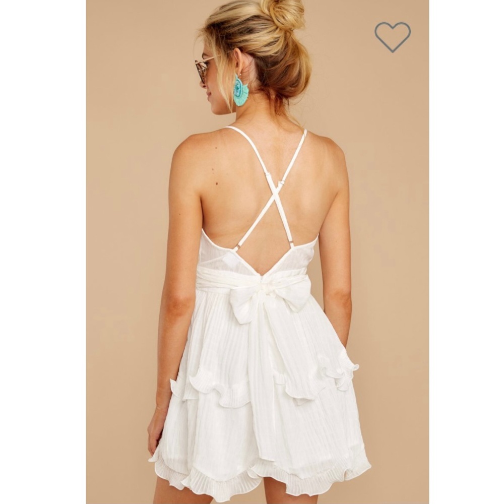 White Ruffle Crepe Dress - Picture 5 of 11